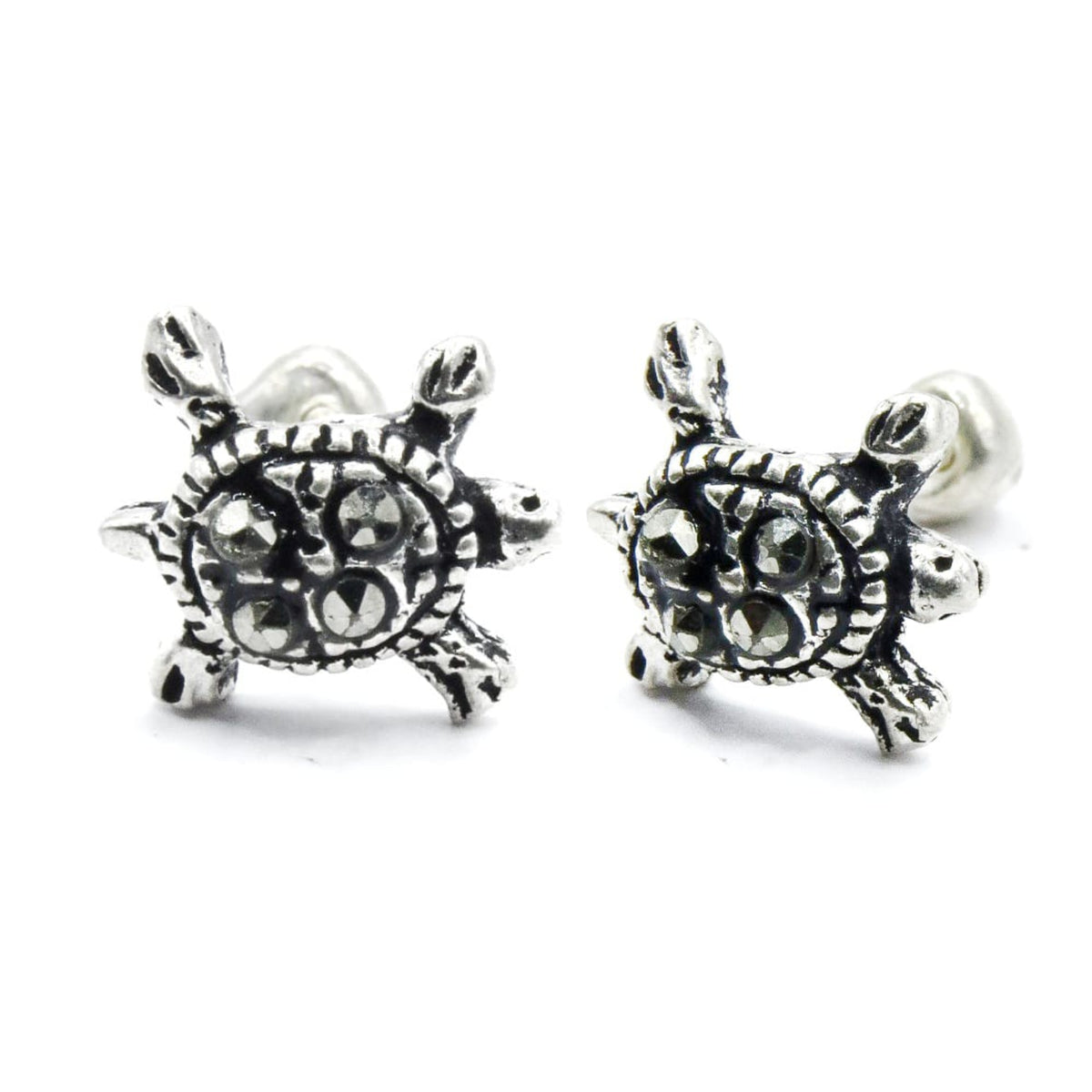 Broqueles Tortuga en Plata Primera Ley .925 Elif con Marquesita