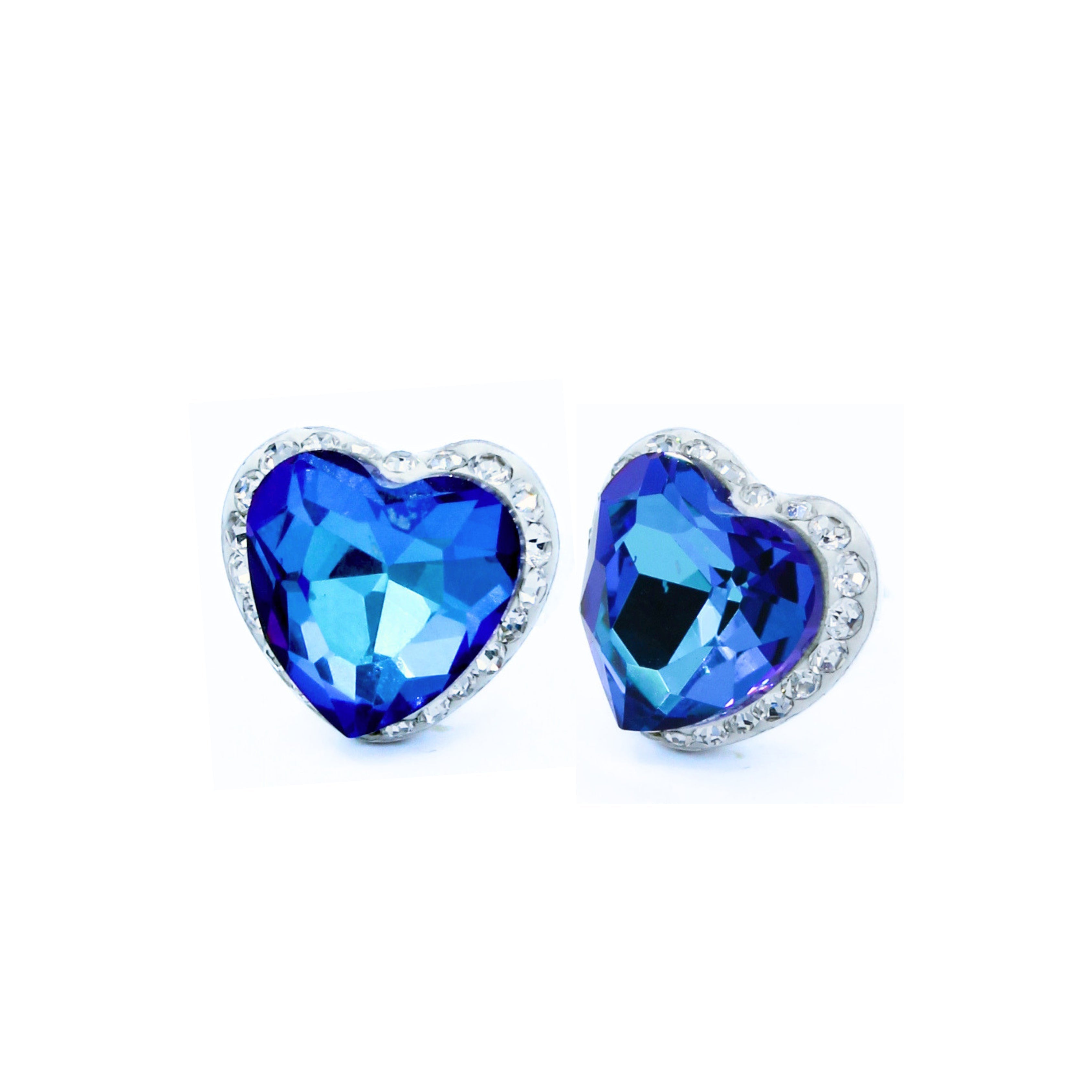 Broqueles Naia Plata Primera Ley .925 con Swarovski Azul.