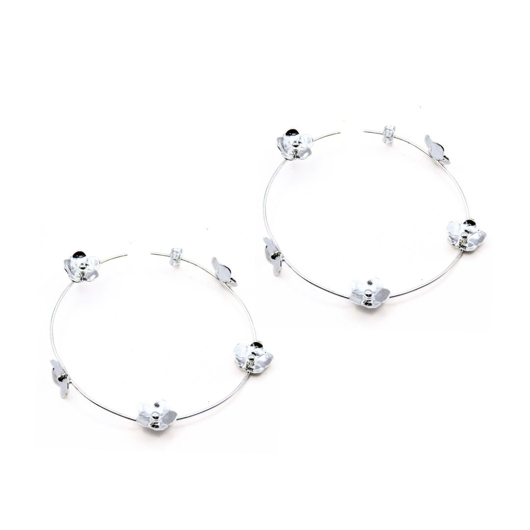 Arracadas Elysses flor de 4 pétalos Plata Primera Ley 925