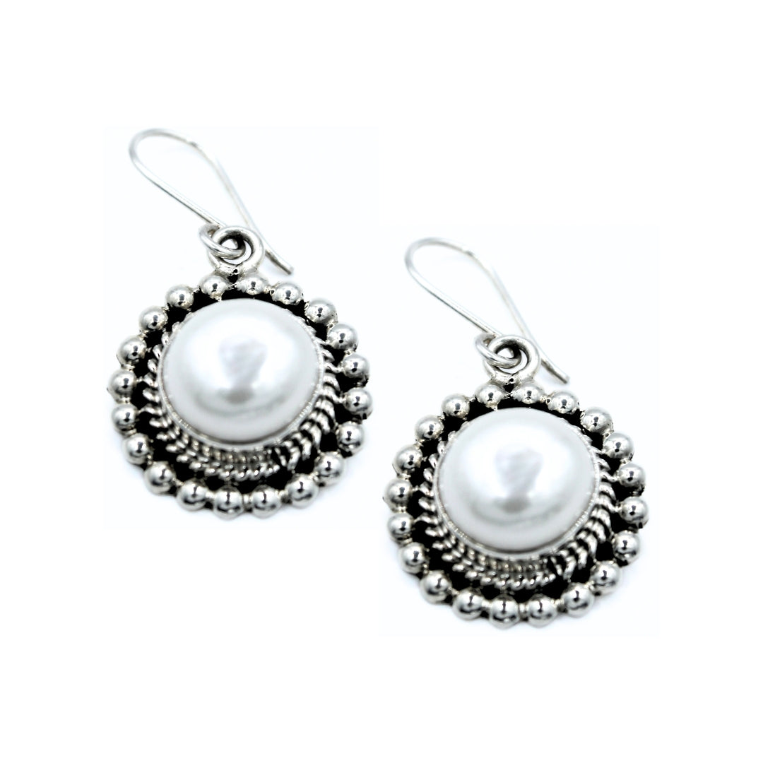Pendientes Praga Plata Primera Ley 925 con Perla Incrustada