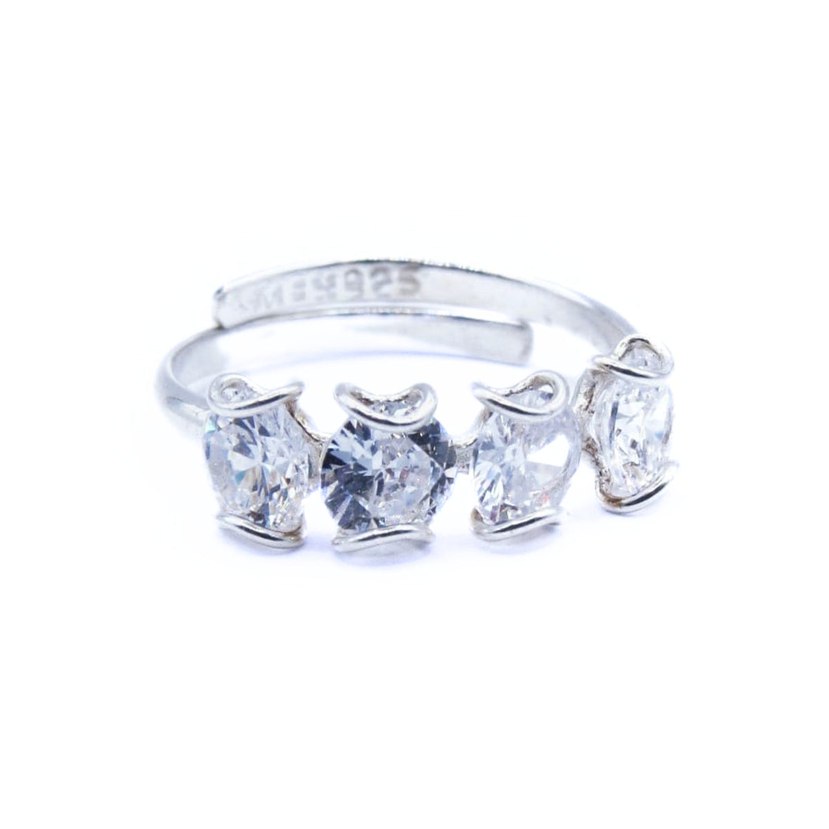 Anillo ajustable Plata Primera Ley 0.925 Elena Cristal transparente.