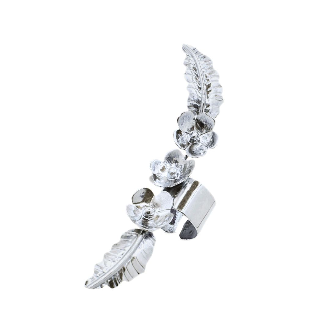 Arete Trepador Elysees Floral Plata Primera Ley 925