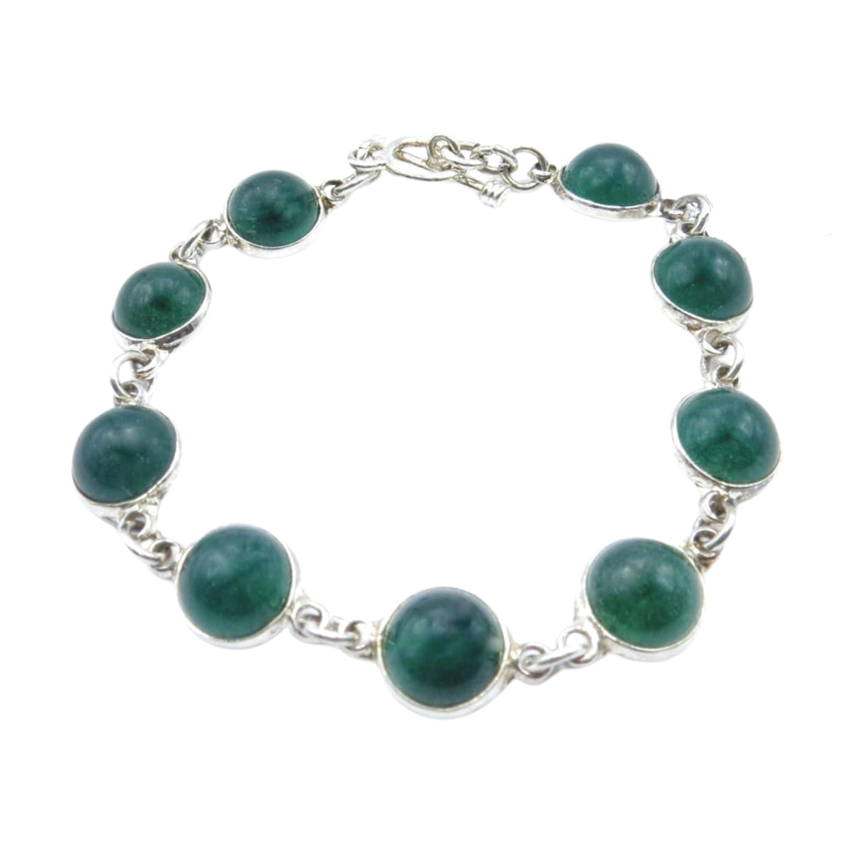 Pulsera con un broche tipo palanca Plata Primera Ley 0.925 Esmeralda Ágata verde