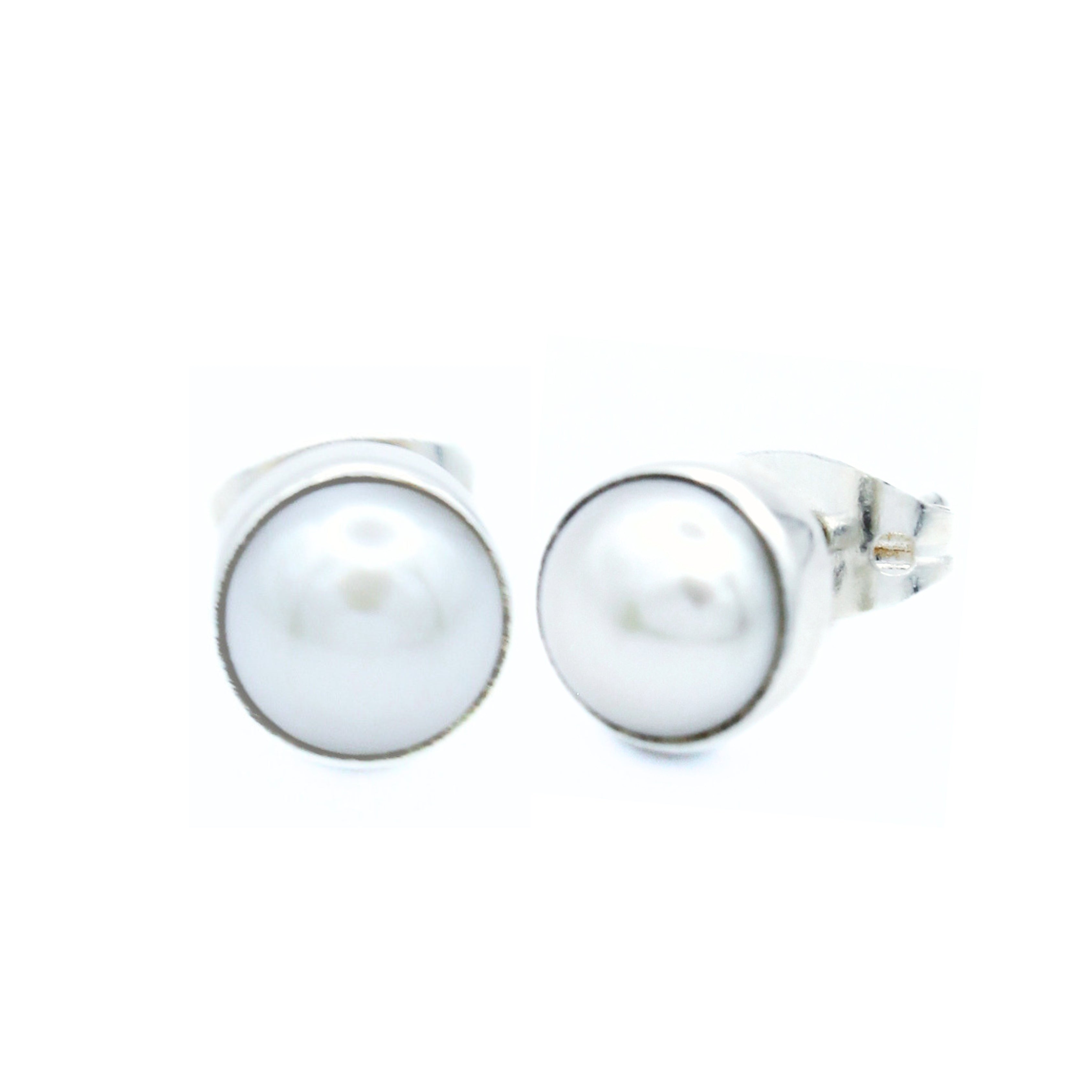 Broqueles Argelia Plata Primera Ley .925 con Perla