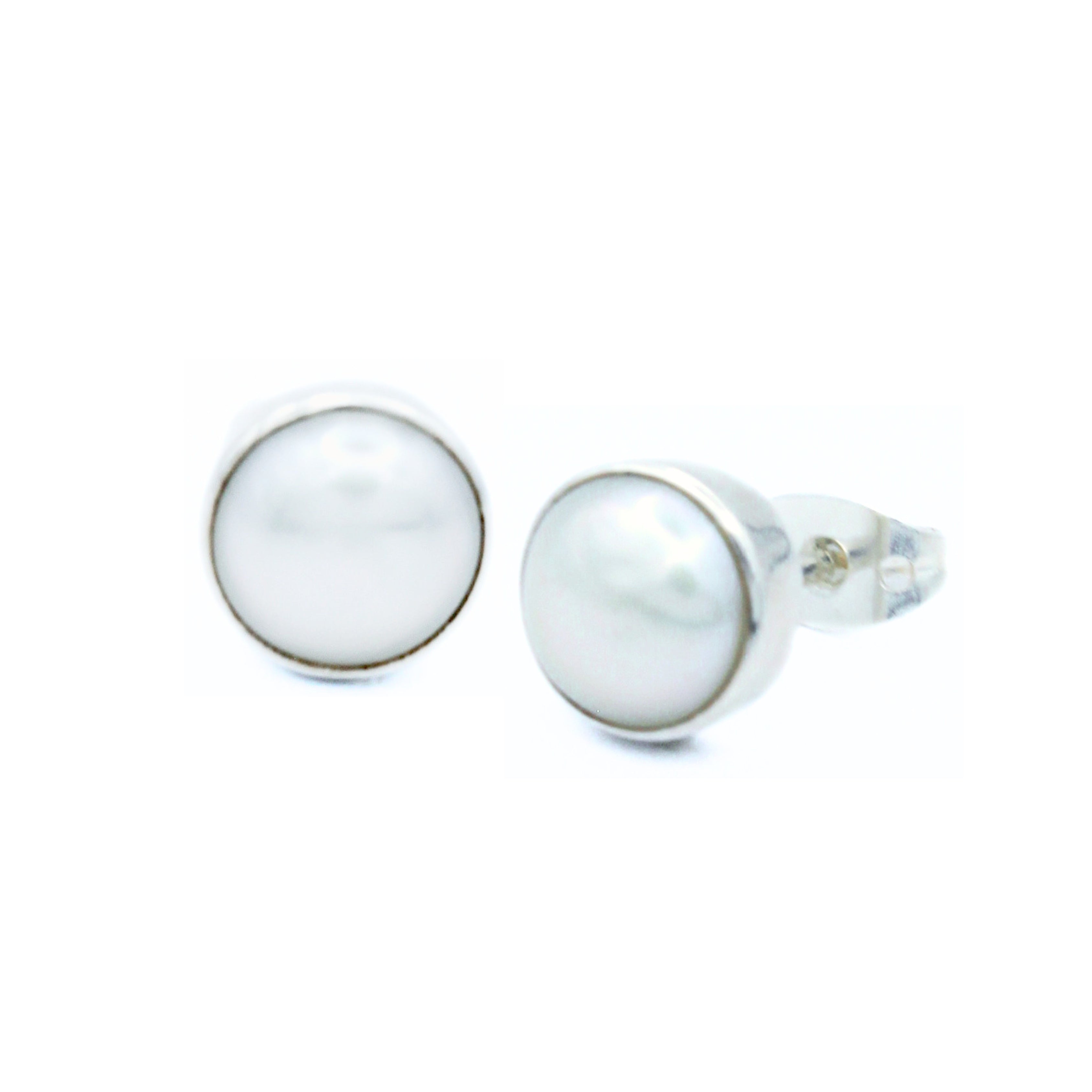 Broqueles Argelia Plata Primera Ley .925 con Perla
