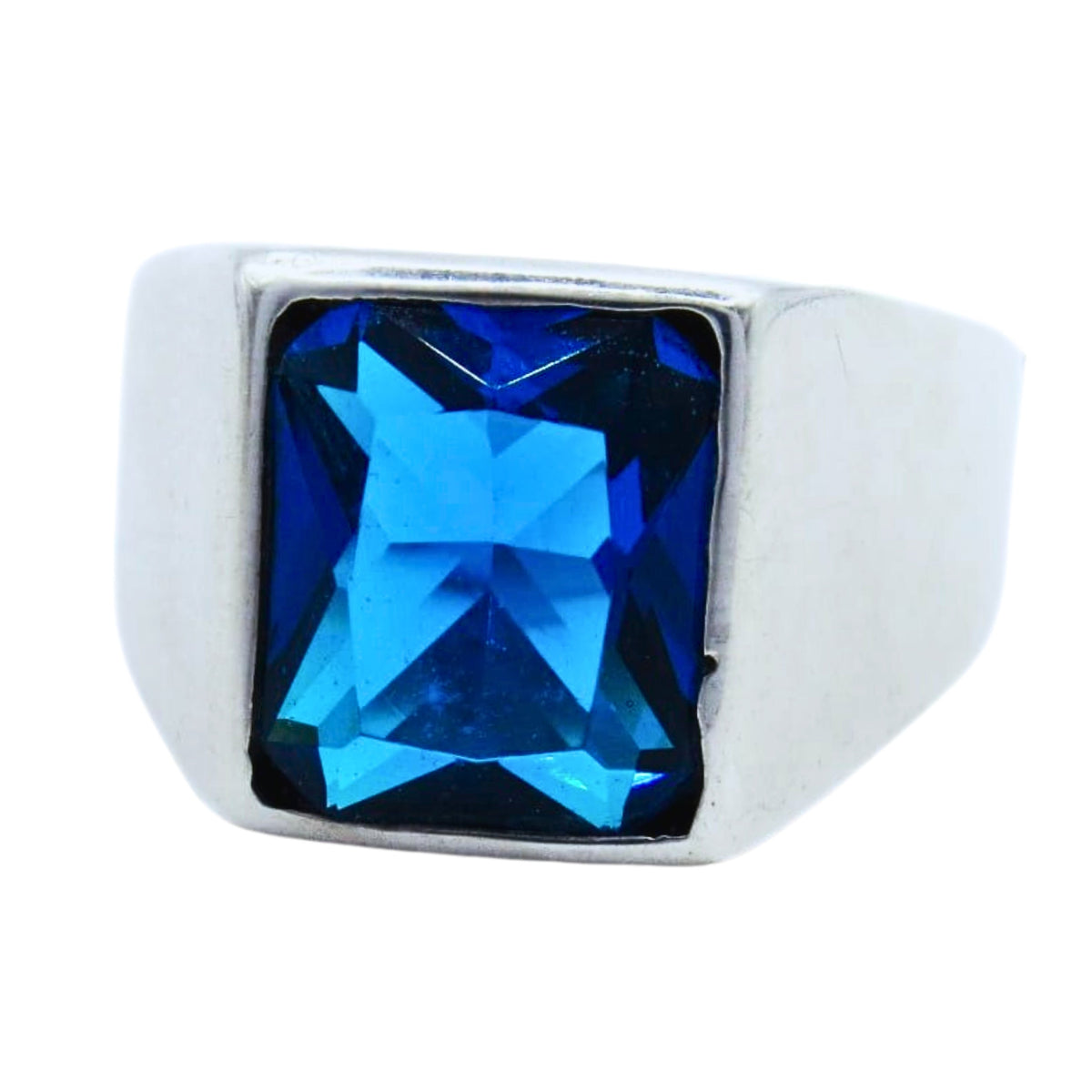 Anillo de sello Plata Primera Ley 0.925 Aegan Zirconia azul