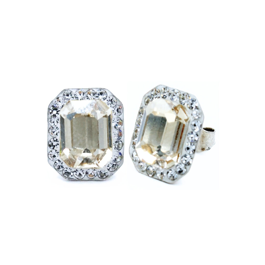 Izel Broqueles Plata Primera Ley 0.925 con Swarovski Champagne.