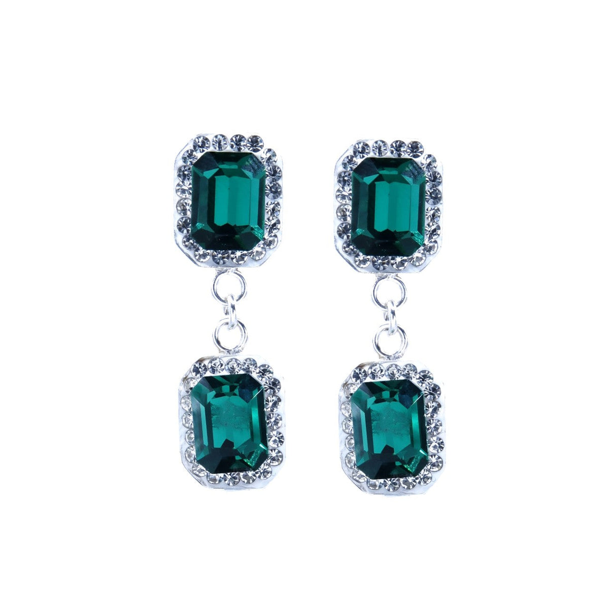 Pendientes Plata Primera Ley 0.925 Lorraine Swarovski/Verde Esmeralda