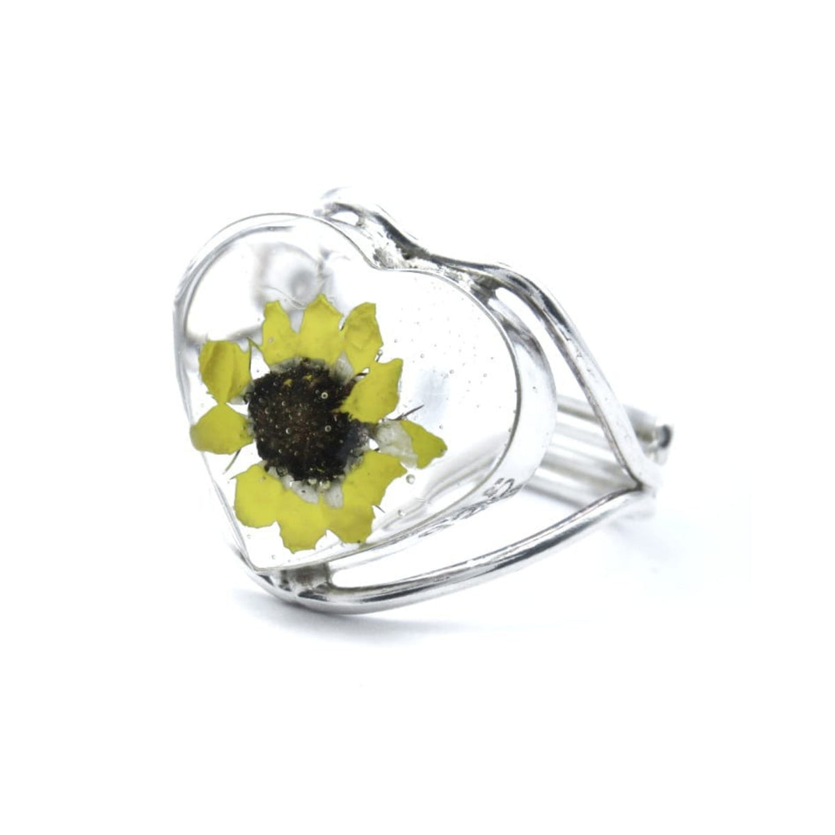 Anillo Plata Primera Ley 0.925 Helianthus Girasol/Resina