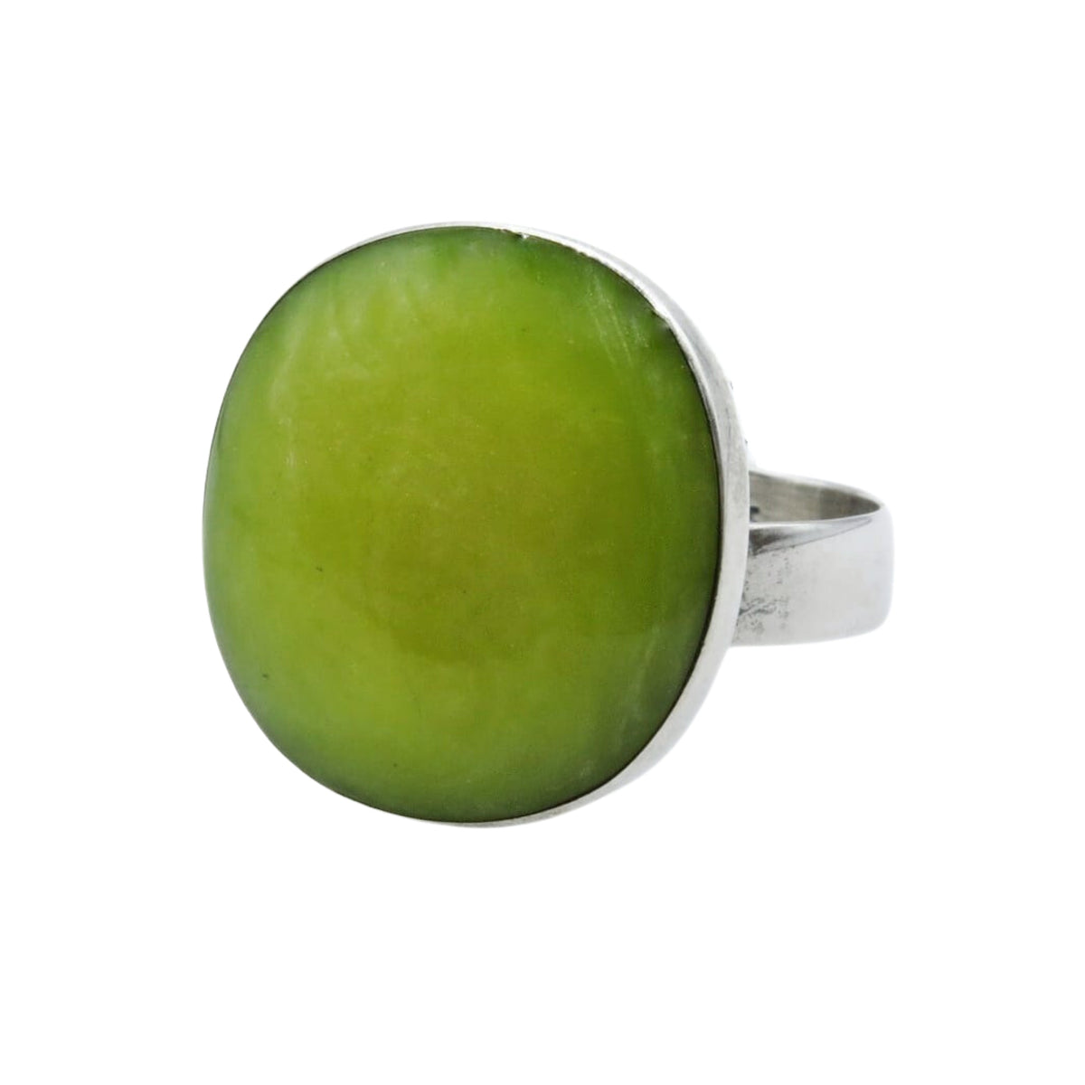 Anillo Plata Primera Ley 0.925 Helia Resina verde limón.