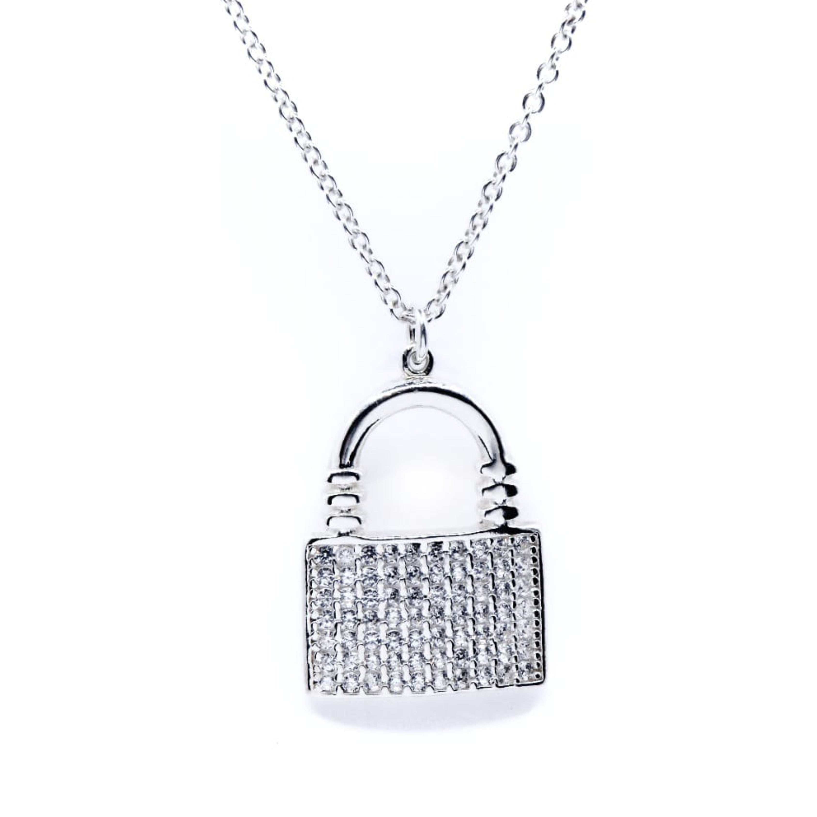 Collar Plata Primera Ley 0.925 Swyn candado/Zirconia