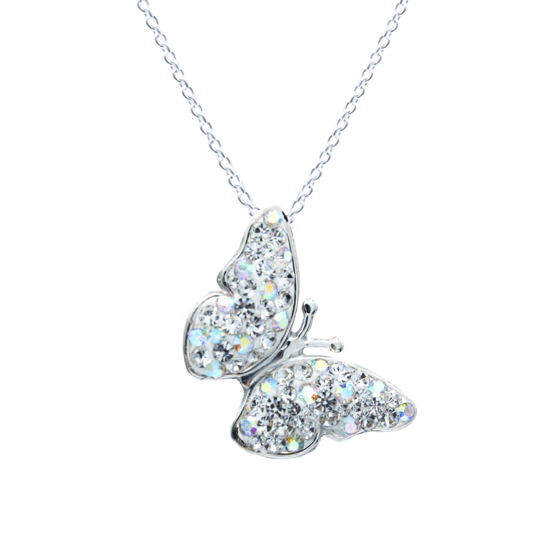 Dije Papillon Plata Primera Ley 0.925 con Cristal.