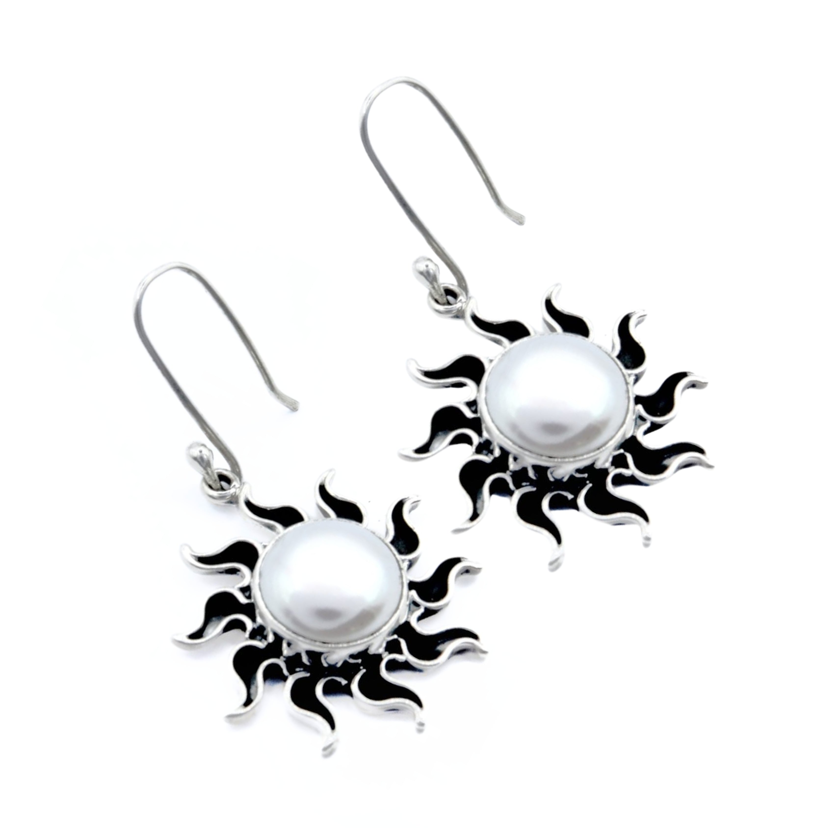Pendientes Gota de Sol Plata Primera Ley 0.925 con Perla.
