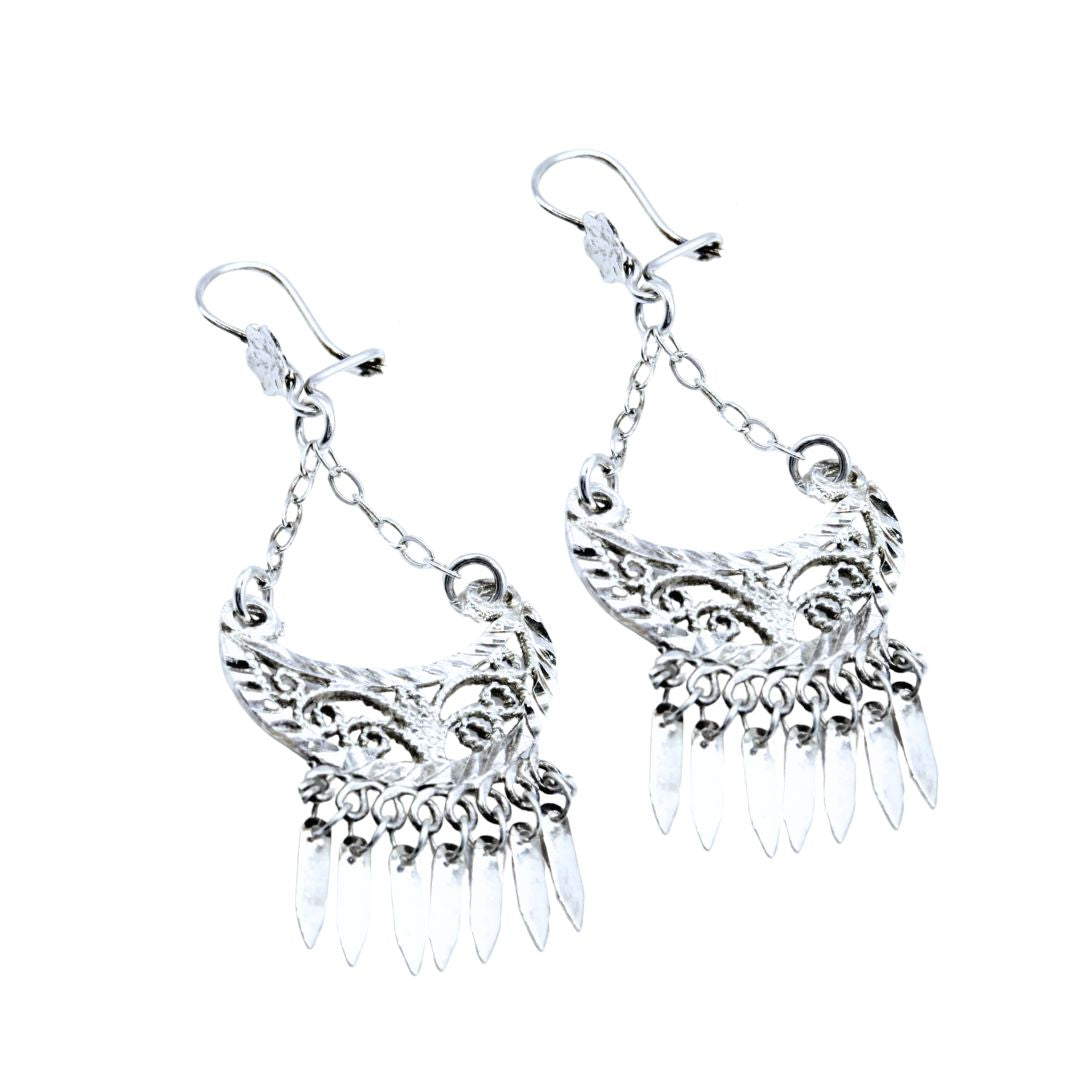 Pendientes estilo candelabro Plata Primera Ley 0.925 Tonantzin con Filigrana.