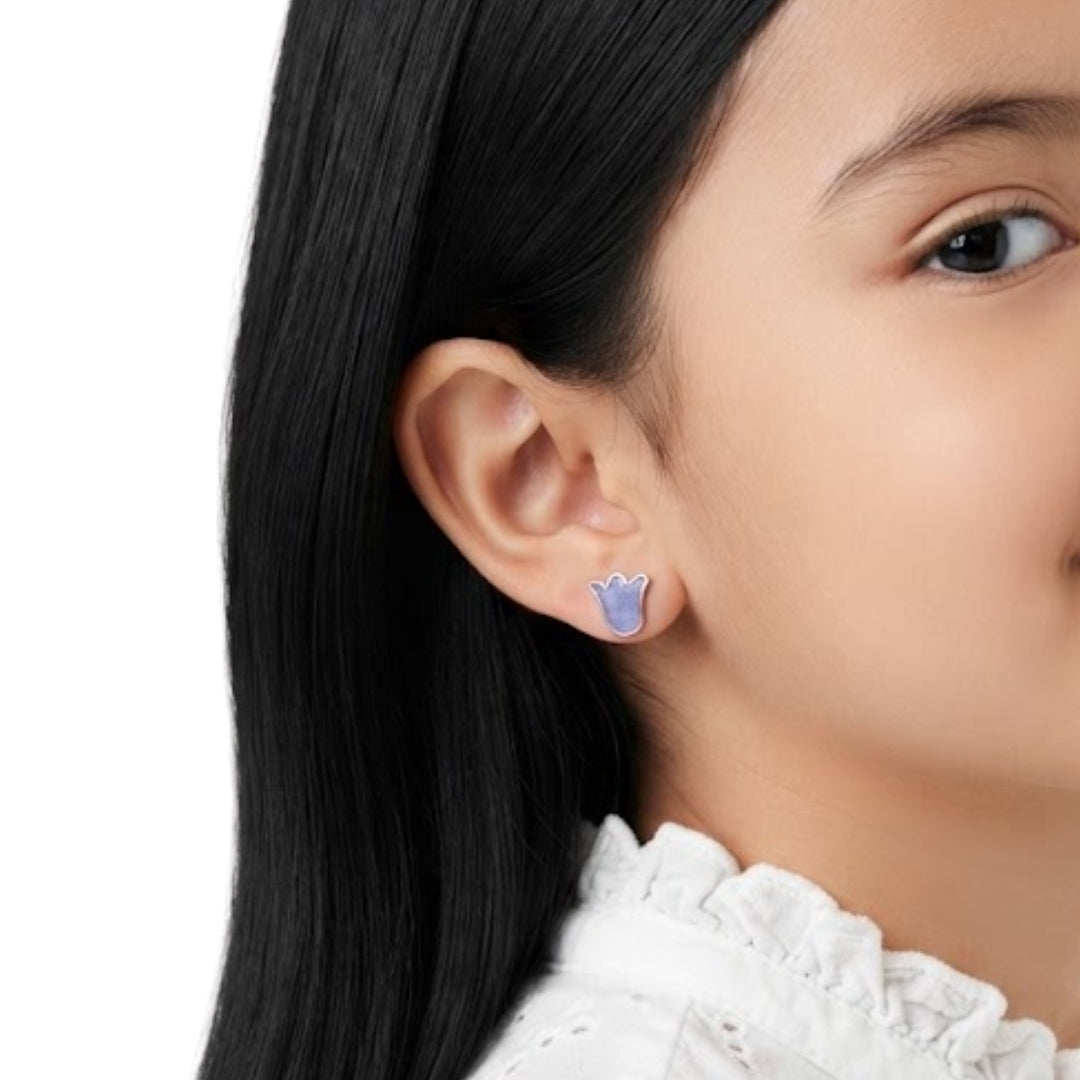 Broqueles infantil Jina Plata Primera Ley 925 con Esmalte.