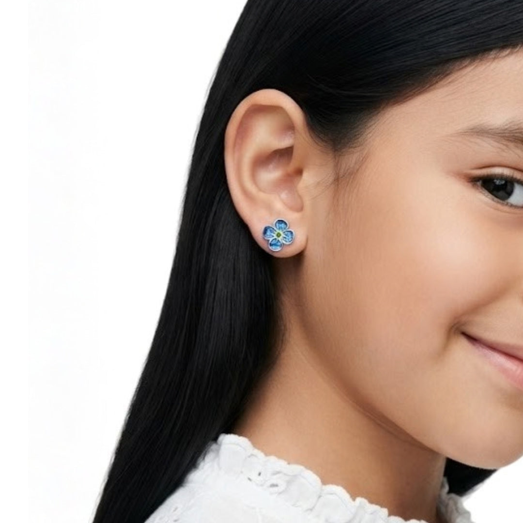Broqueles infantil Jina Plata Primera Ley 925 con Esmalte.