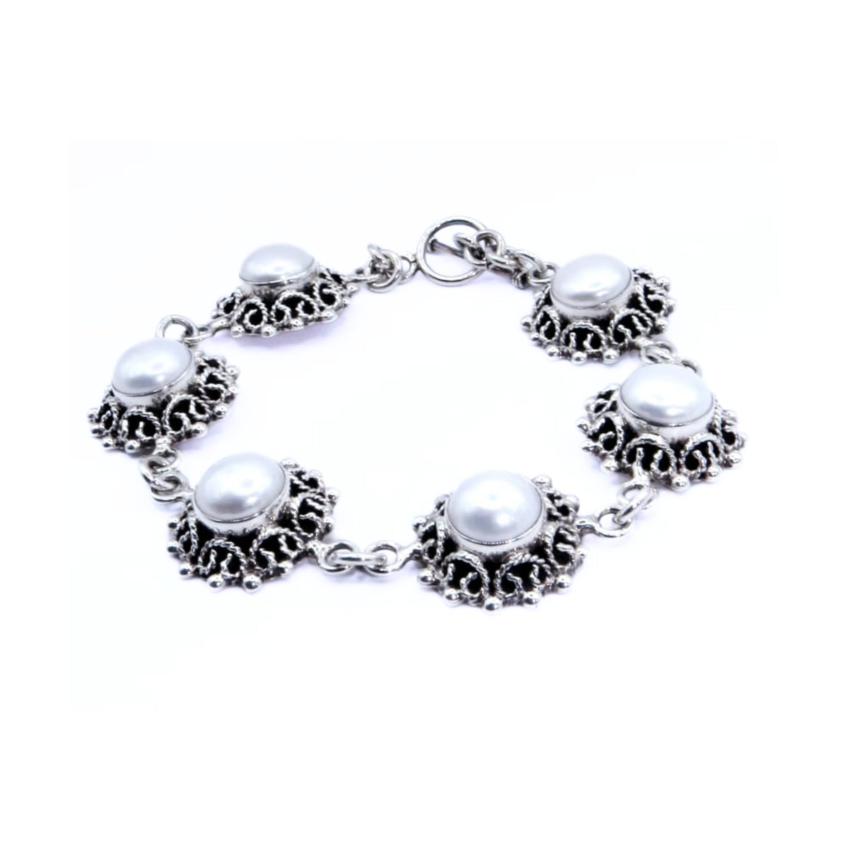 Pulsera broche tipo palanca Plata Primera Ley 0.925 Morgan Perla