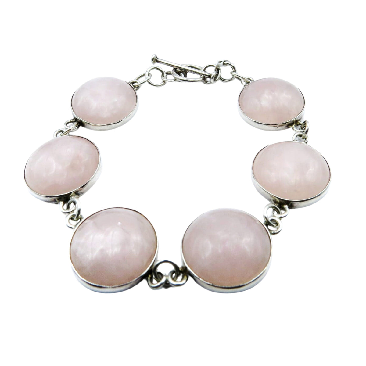 Pulsera para Dama con broche tipo palanca Plata Primera Ley 0.925 Afrodita Cuarzo Rosa