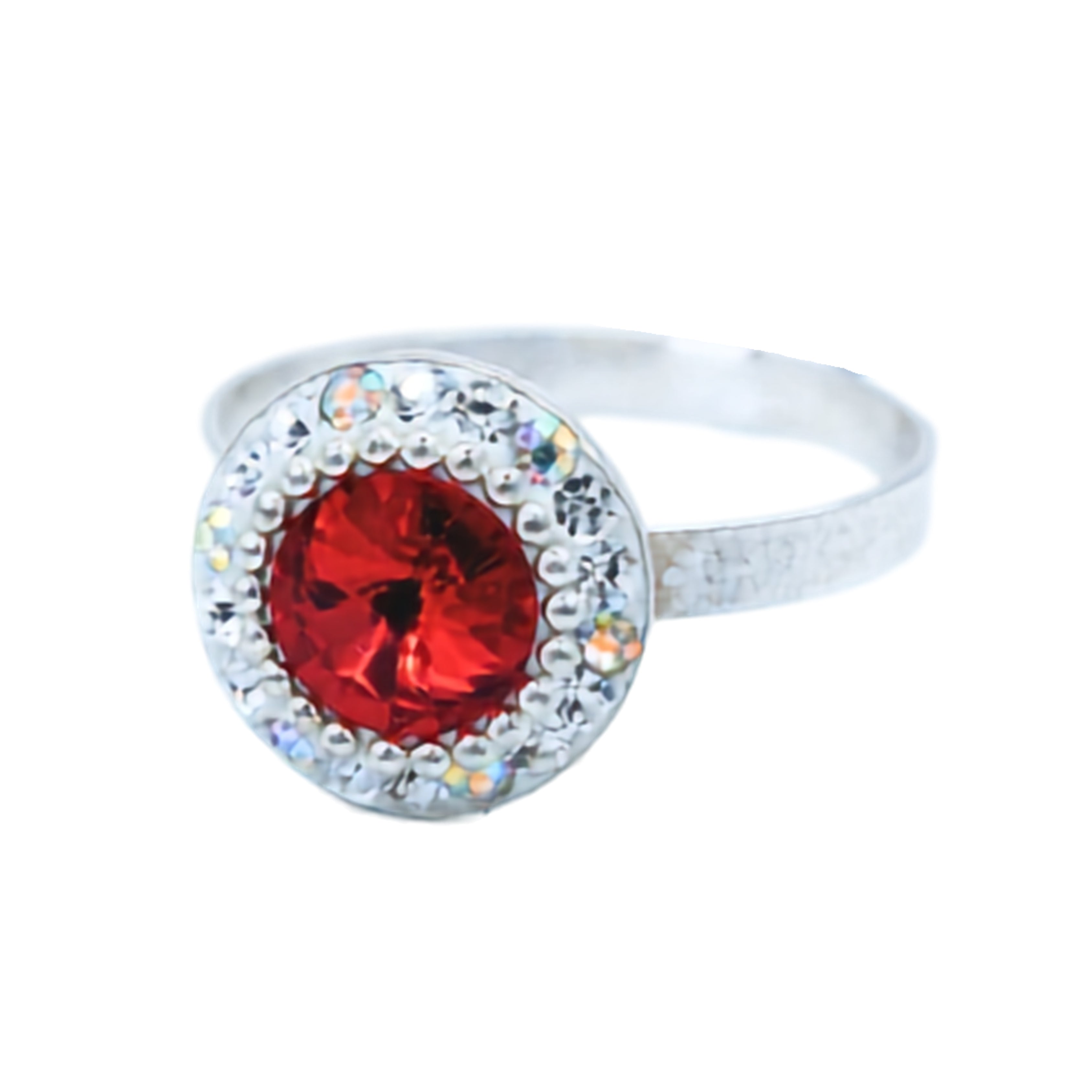 Anillo Claro de Luna de Plata Primera Ley 0.925 con Cristal