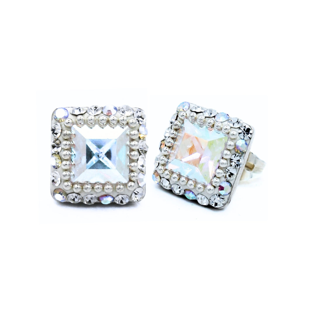 Broqueles Elina Plata Primera Ley 0.925 con Cristal