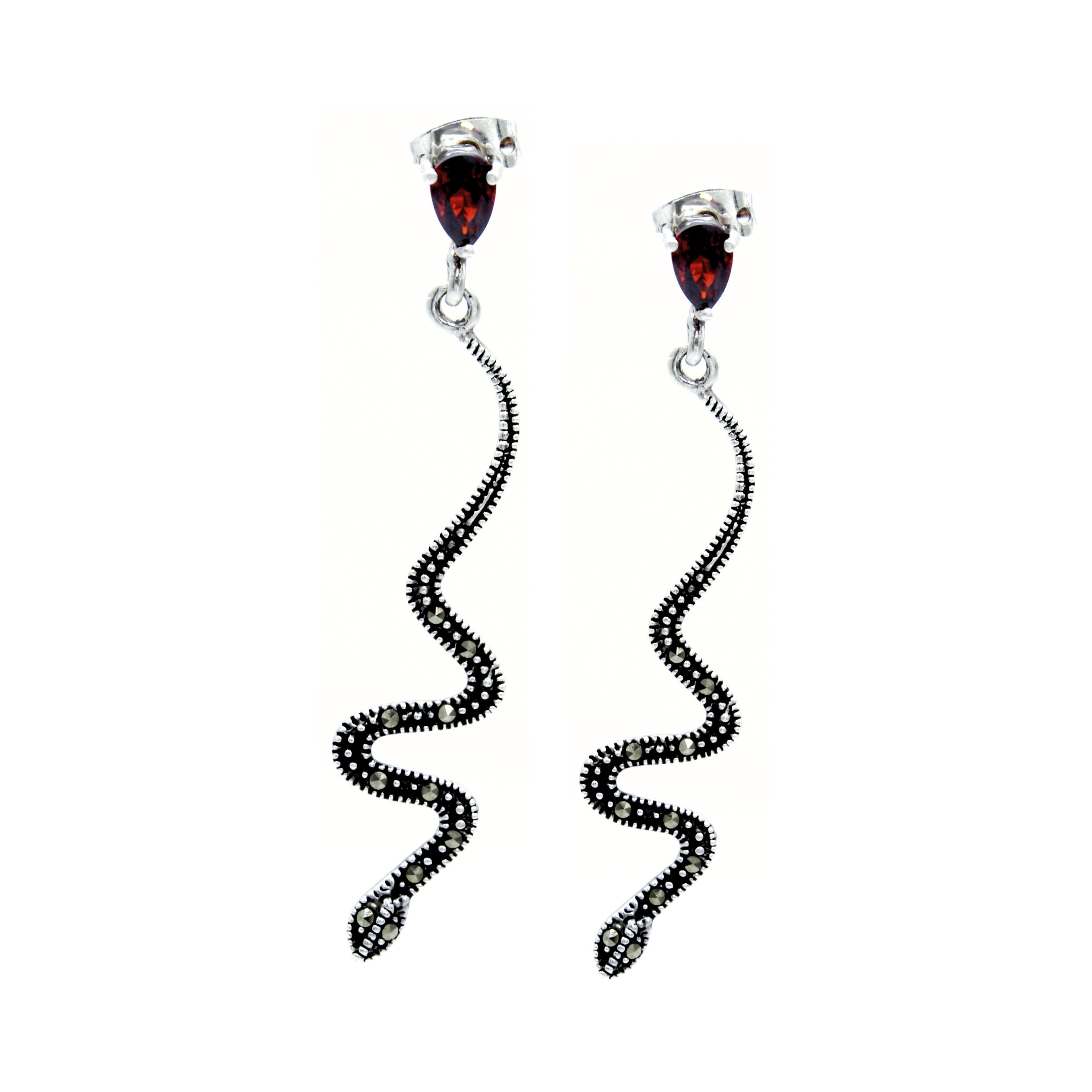 Pendientes Naga Plata Primera Ley 925 con Marquesita y Zirconia.