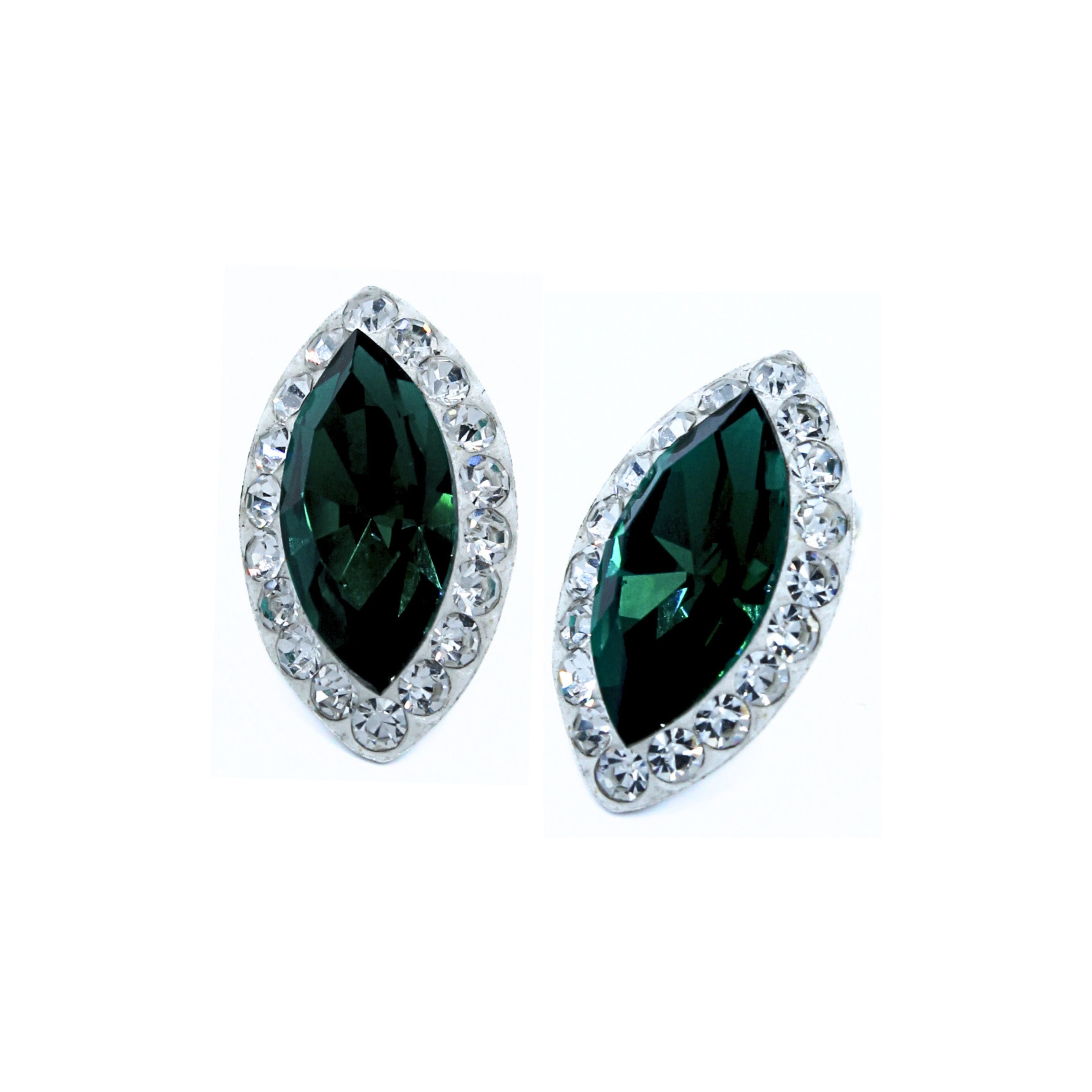 Pendientes Jimena Plata Primera Ley .925 con Cristal Verde