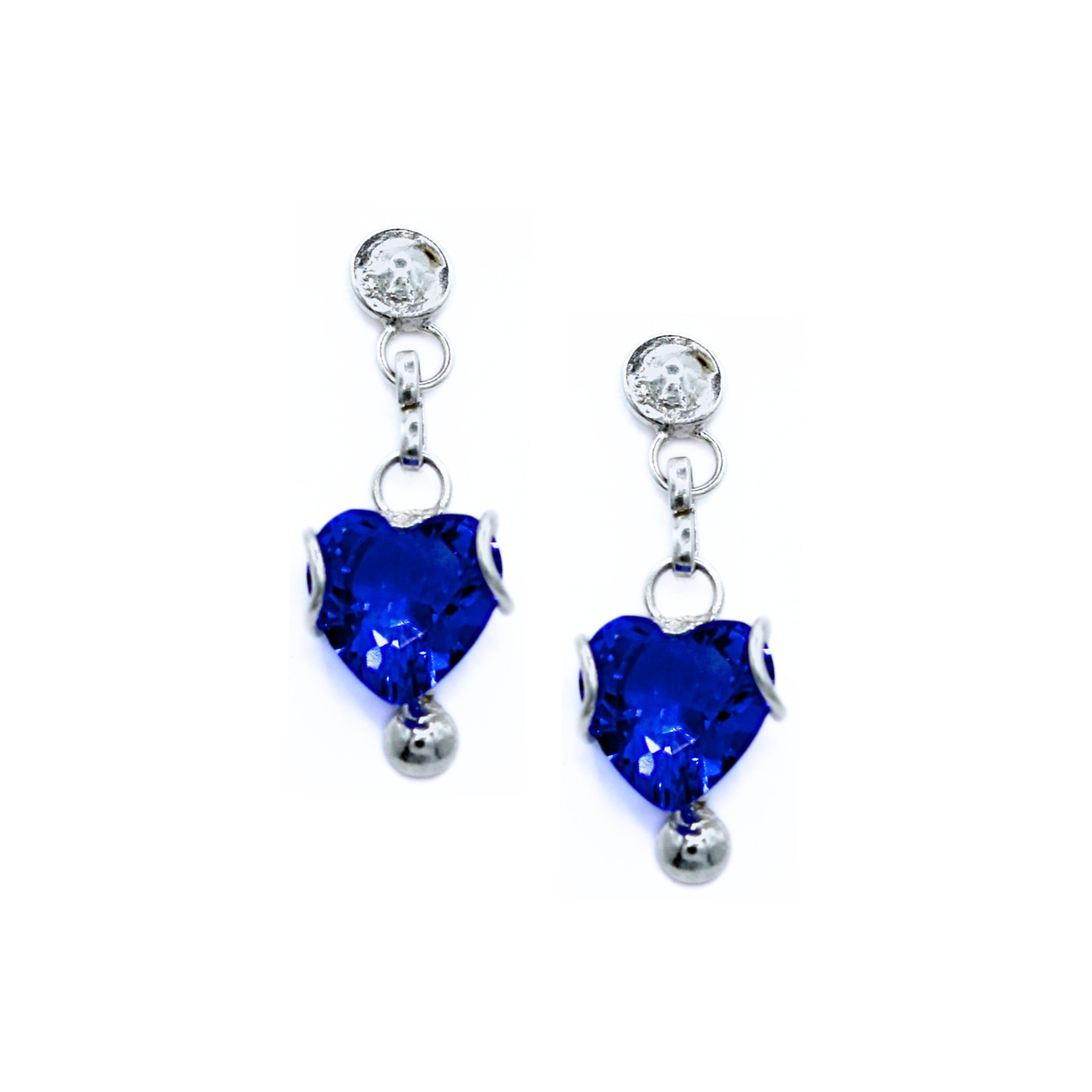Pendientes Layan Plata Primera Ley .925 con Zirconia Azul.