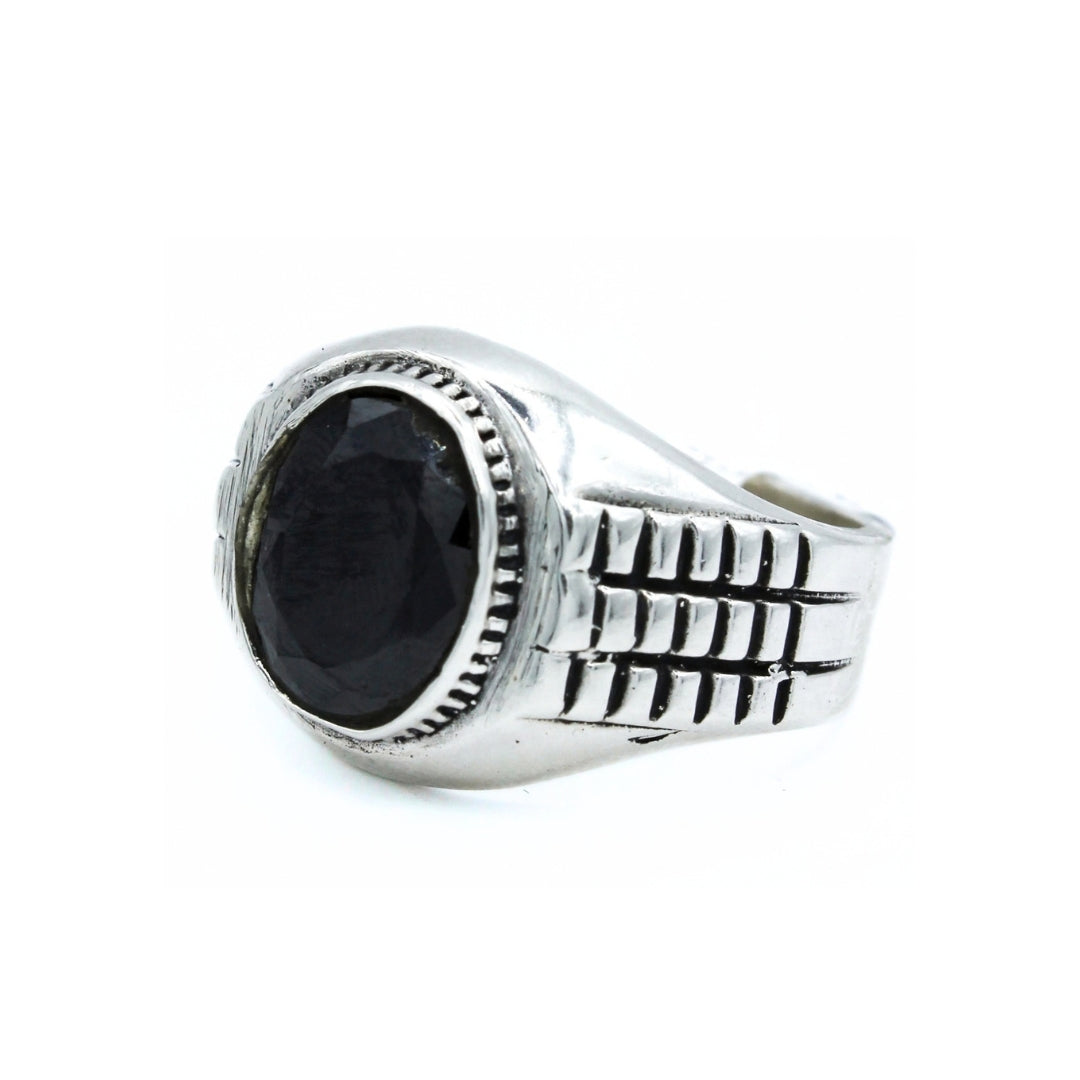 Anillo Ébano - Talla 12 Plata Primera Ley 925 con Zirconia Negra